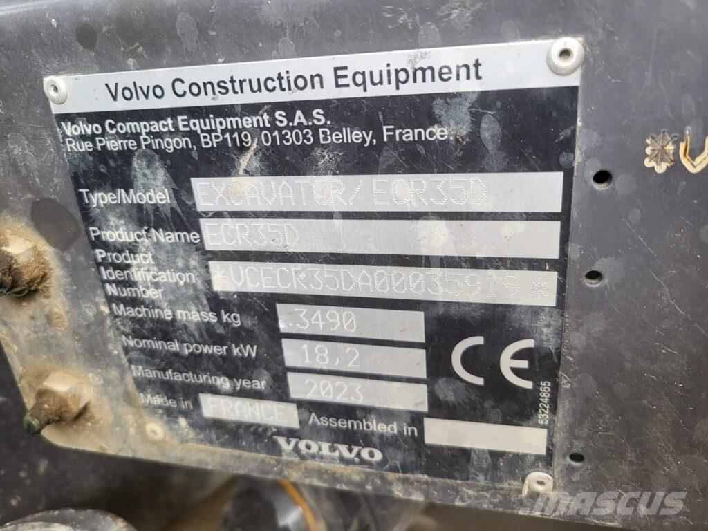 Volvo ECR35D حفارات صغيرة أقل من 7 طن (حفارات صغيرة)