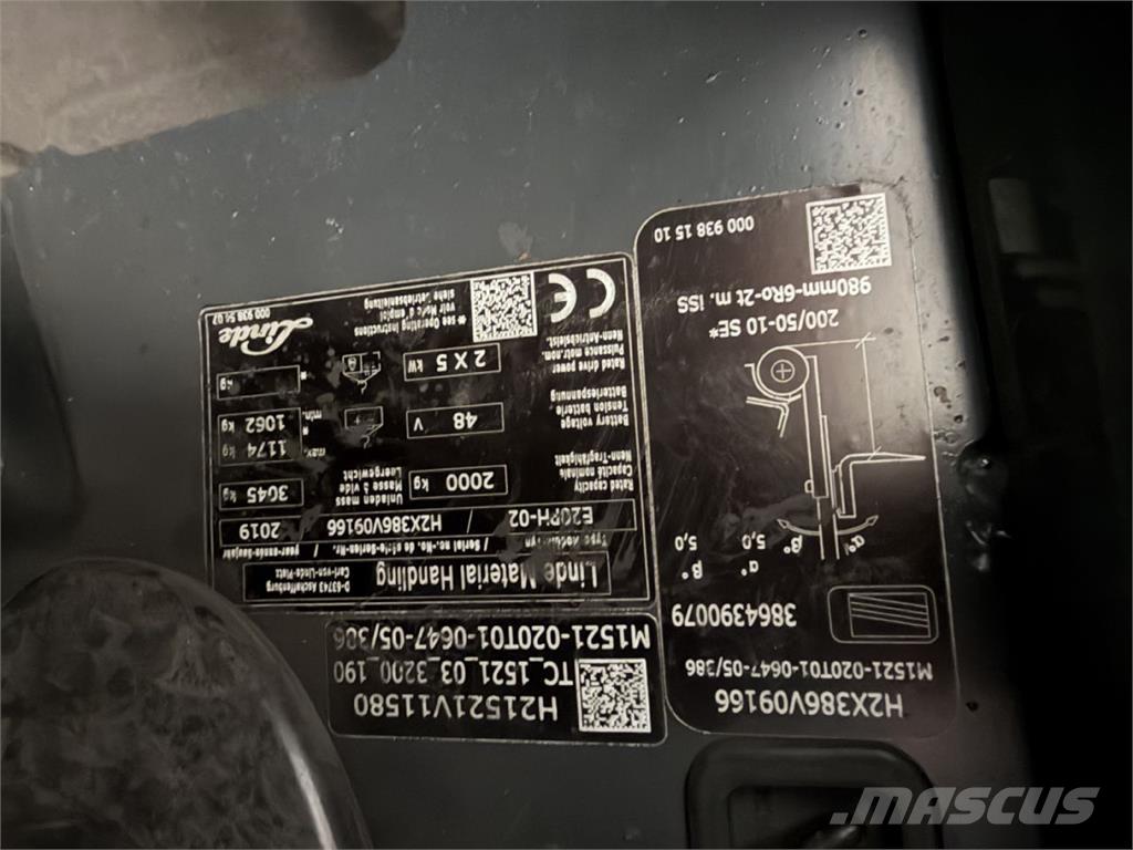 Linde E 20PH-02 شاحنات ذات رافعات شوكية تعمل بالكهرباء