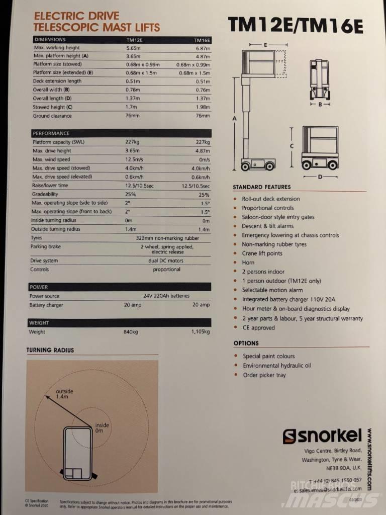 Snorkel TM 16 Vertical mast lifts