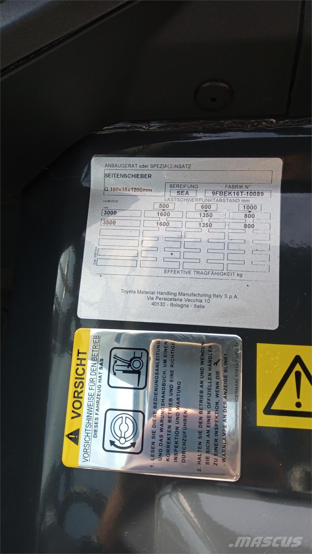 Toyota 9FBMK16T شاحنات ذات رافعات شوكية تعمل بالكهرباء