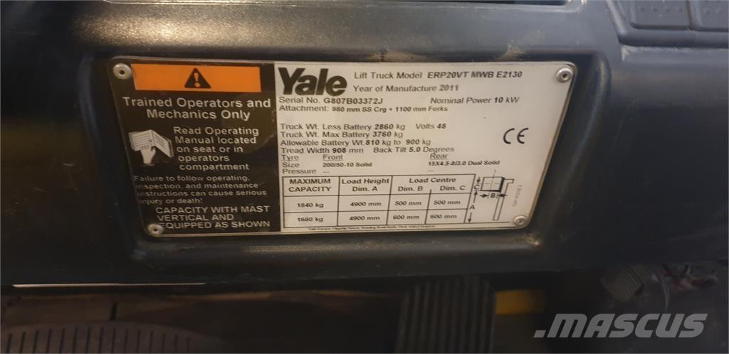 Yale ERP20VT MWB شاحنات ذات رافعات شوكية تعمل بالكهرباء
