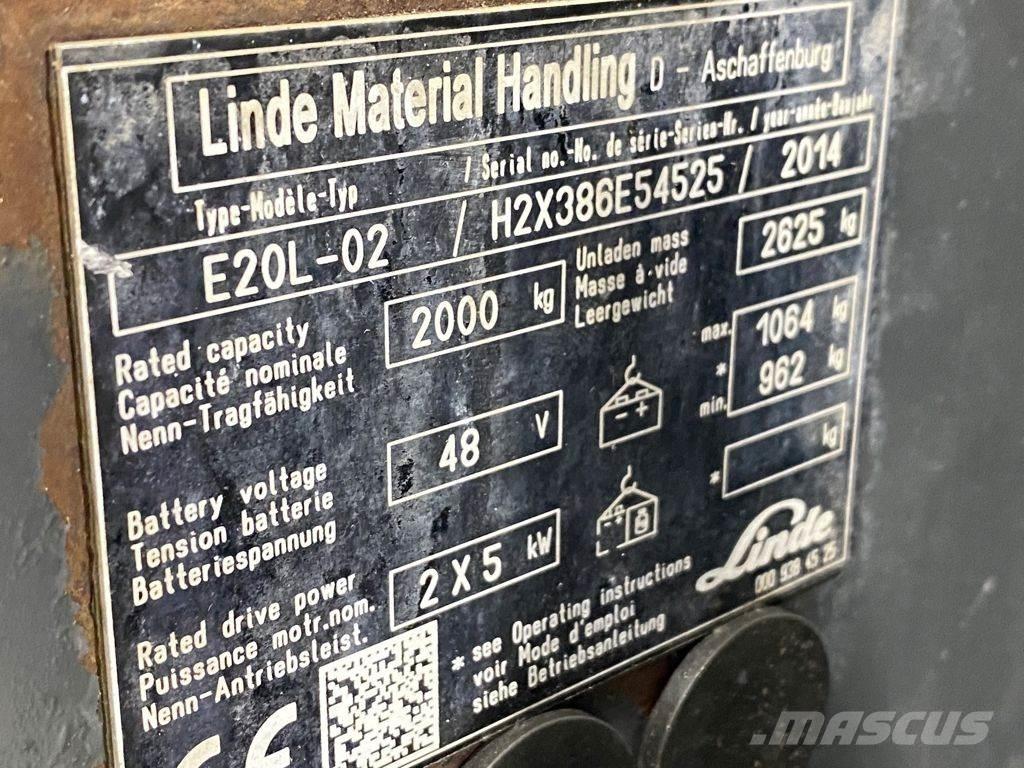Linde E20L-02 شاحنات ذات رافعات شوكية تعمل بالكهرباء