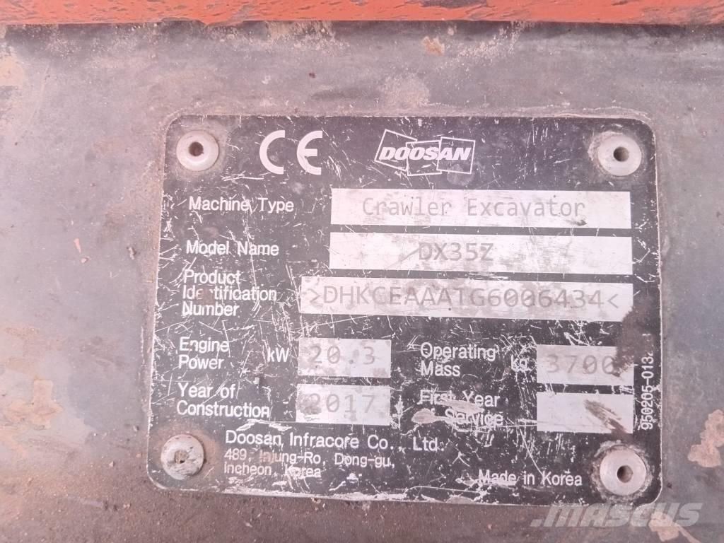 Doosan DX 35 Z حفارات صغيرة أقل من 7 طن (حفارات صغيرة)