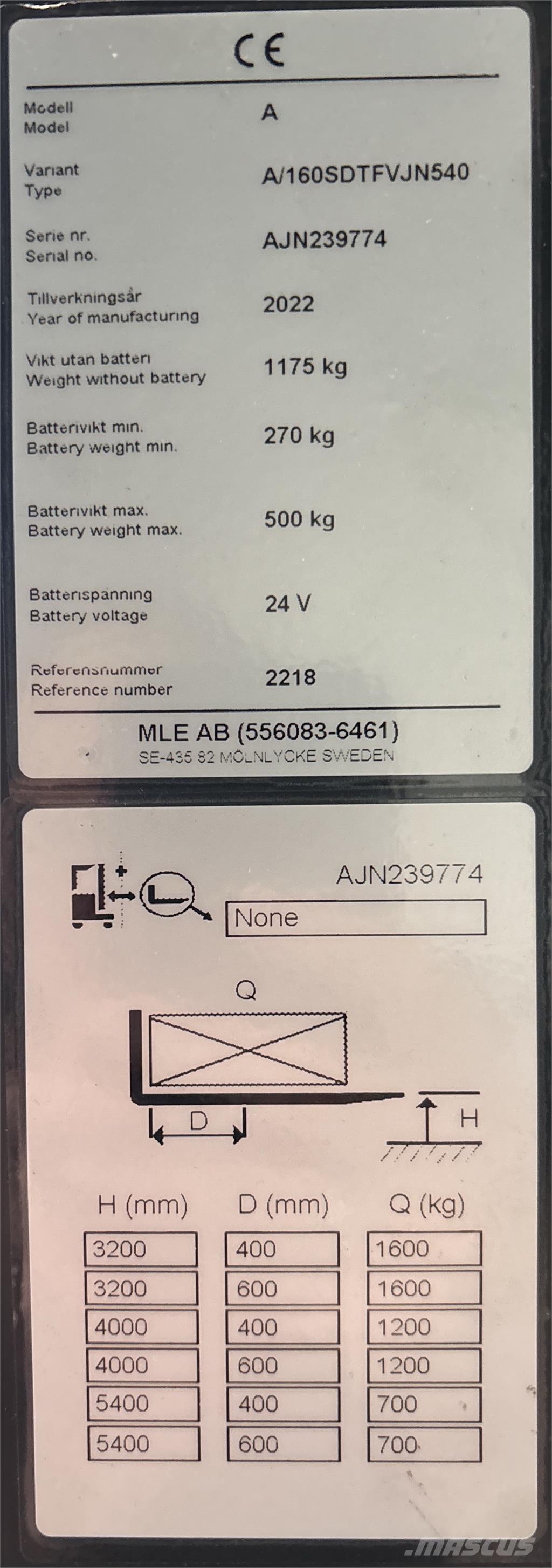Atlet A160 شاحنات مناولة ذاتية الدفع