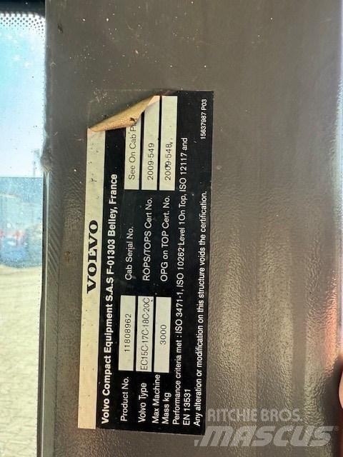 Volvo EC15 C CAB كابينة والداخلية