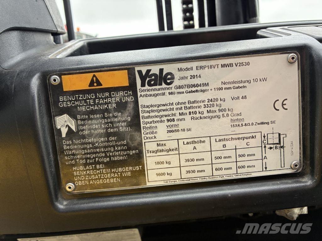 Yale ERP 18VT شاحنات ذات رافعات شوكية تعمل بالكهرباء