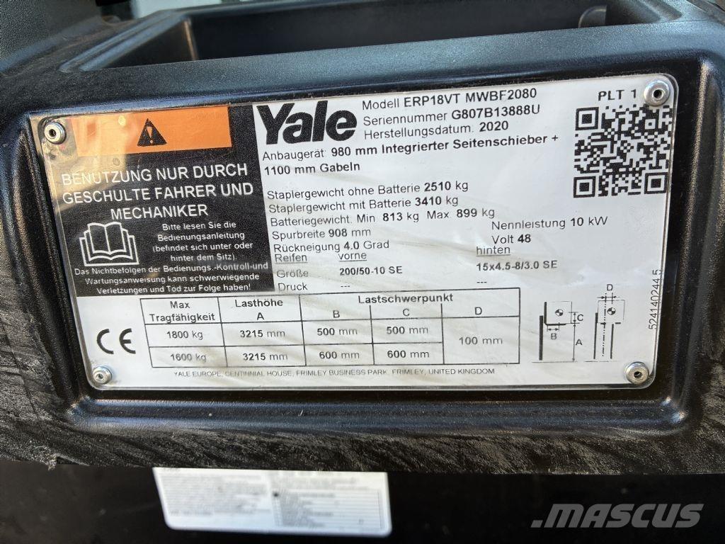 Yale ERP 18VT شاحنات ذات رافعات شوكية تعمل بالكهرباء