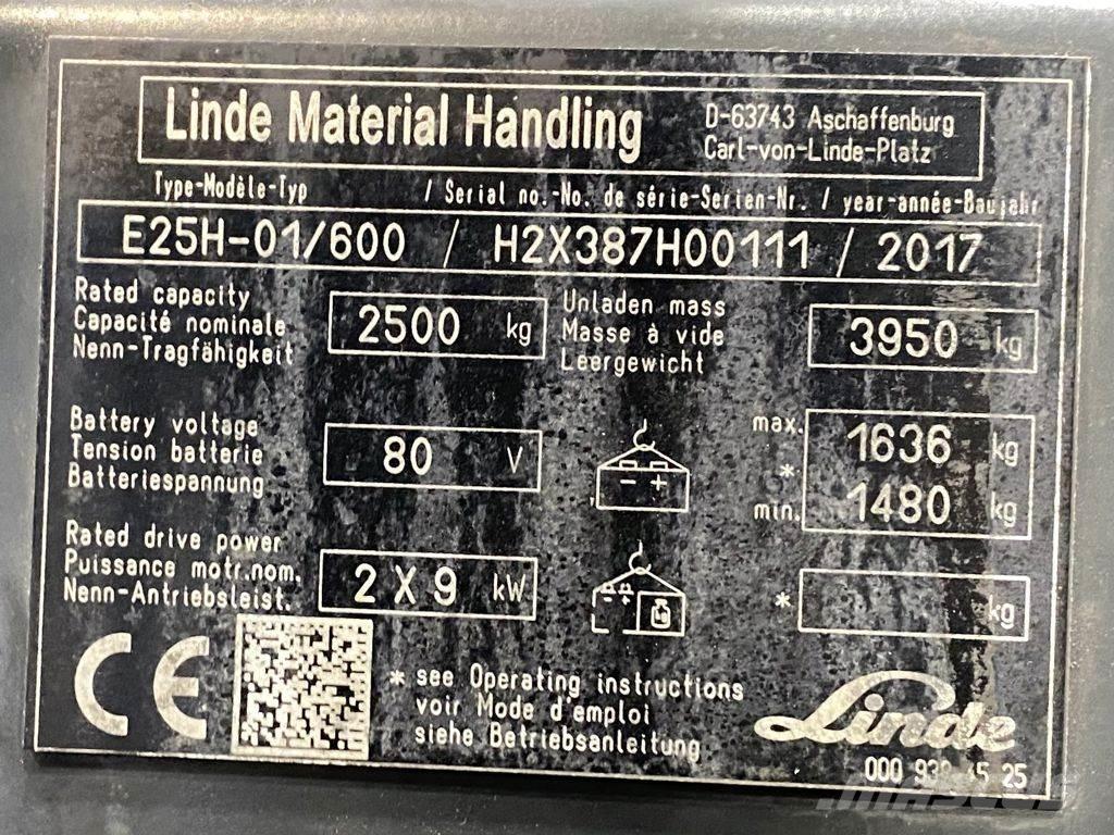 Linde E25H-01/600 شاحنات ذات رافعات شوكية تعمل بالكهرباء