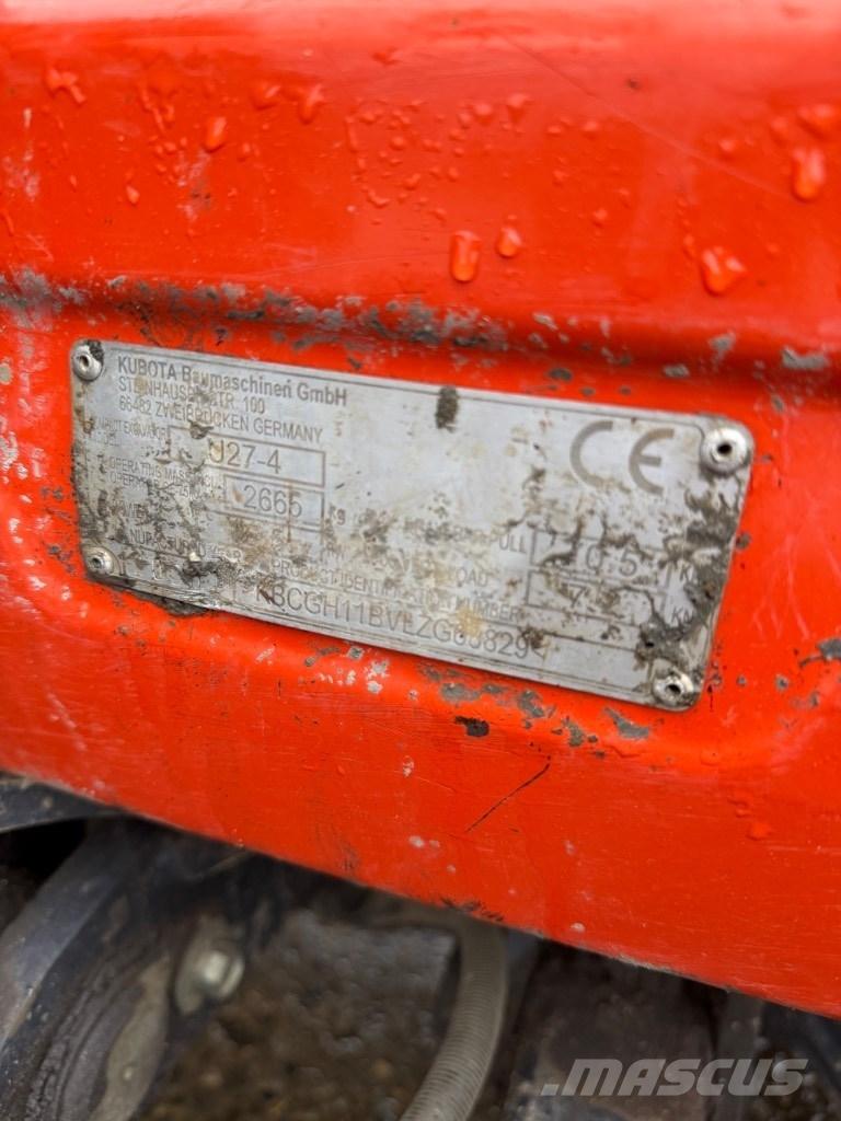 Kubota U 27-4 حفارات صغيرة أقل من 7 طن (حفارات صغيرة)