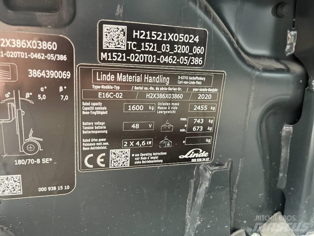 Linde E 16 C-02 شاحنات ذات رافعات شوكية تعمل بالكهرباء