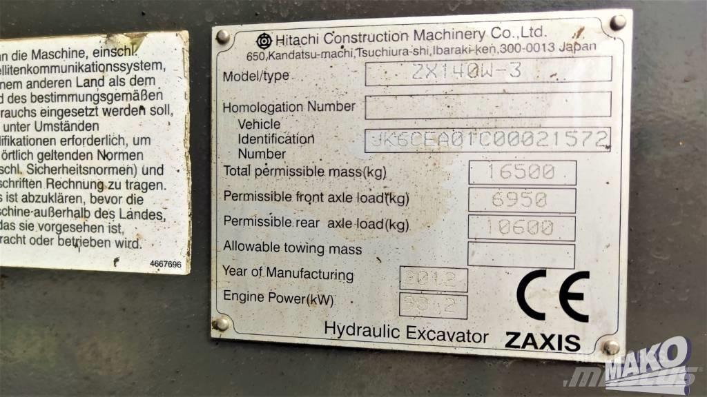 Hitachi ZX 140 W-3 حفارات بعجل
