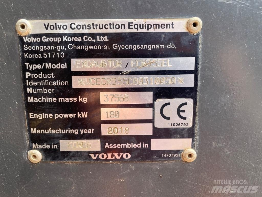 Volvo ECR 355 EL حفارات زحافة