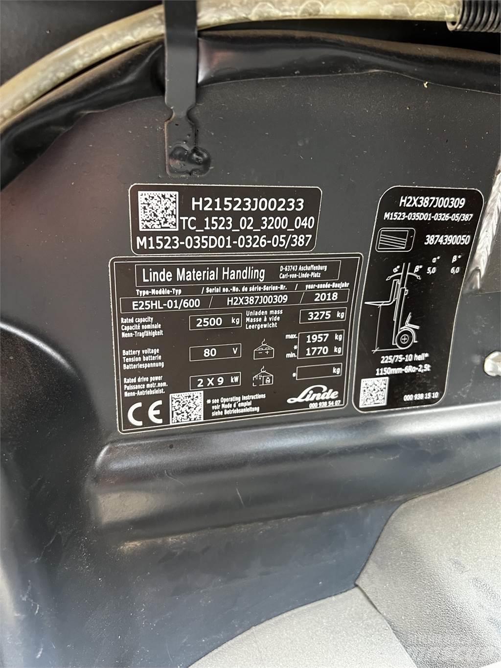 Linde E25/600HL شاحنات ذات رافعات شوكية تعمل بالكهرباء