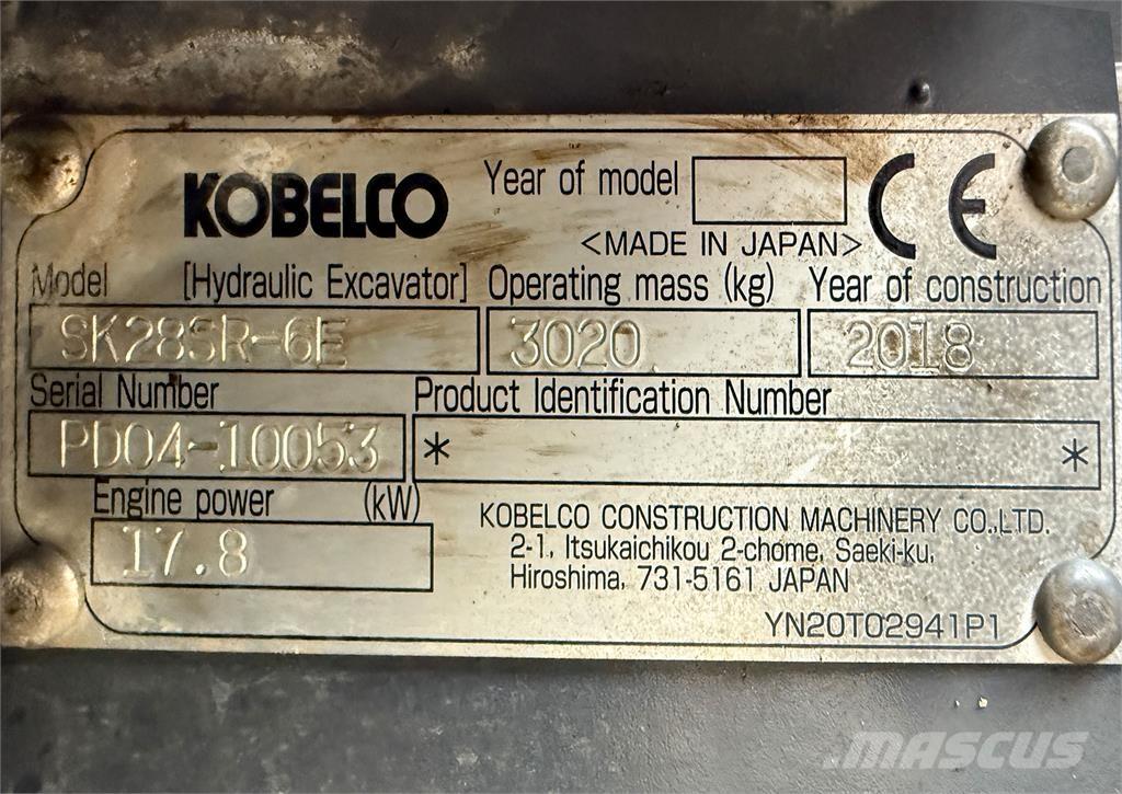 Kobelco SK28SR-6E حفارات صغيرة أقل من 7 طن (حفارات صغيرة)