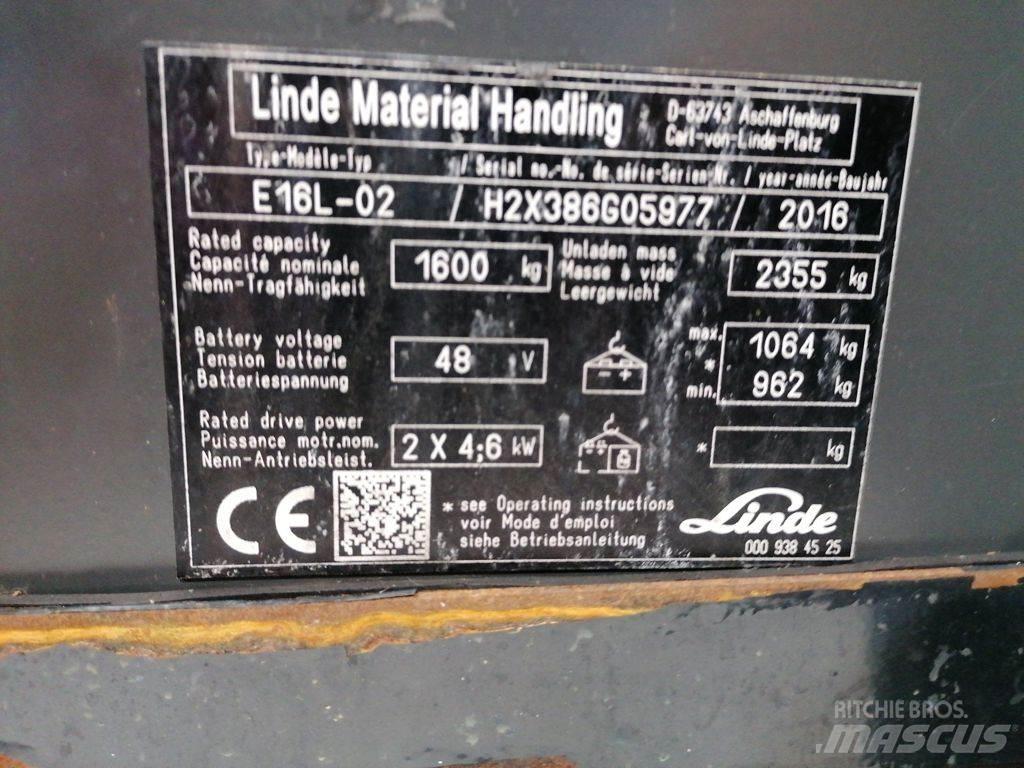 Linde E16L-02 شاحنات ذات رافعات شوكية تعمل بالكهرباء