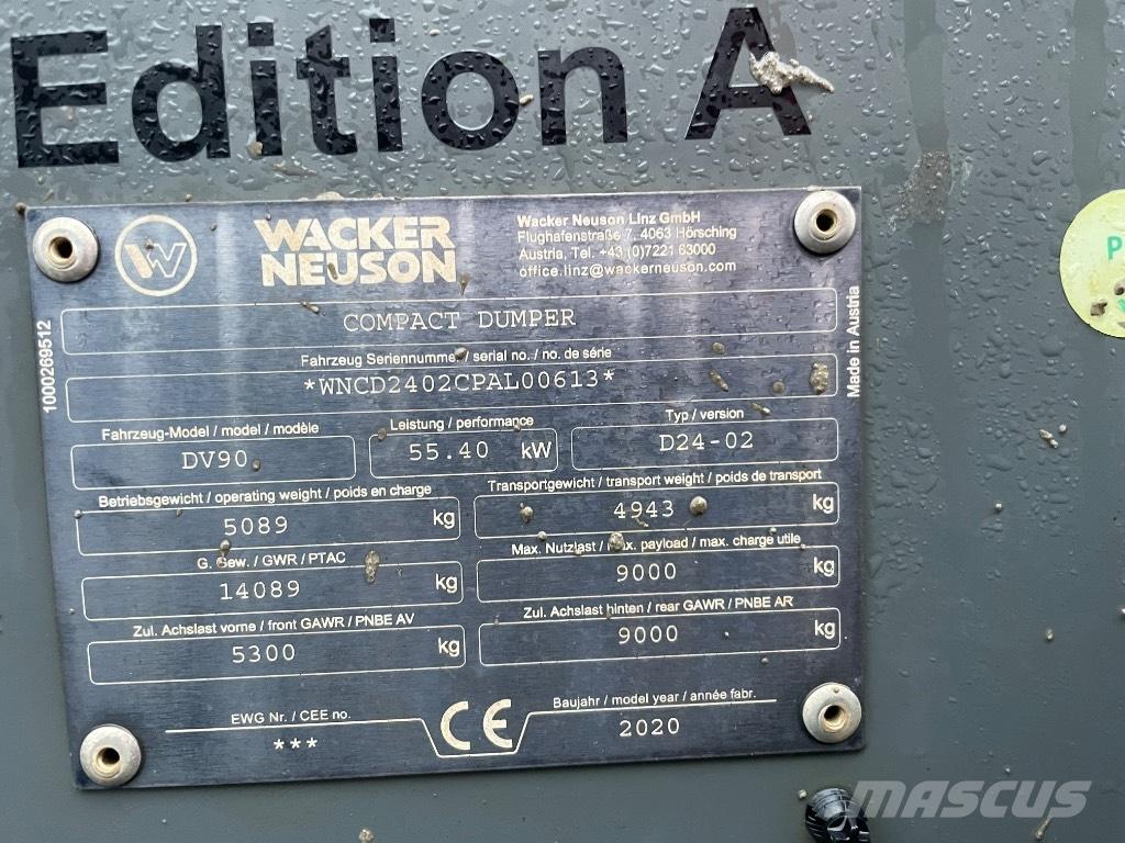 Wacker Neuson DV 90 عربات نقل قلابة للمواقع
