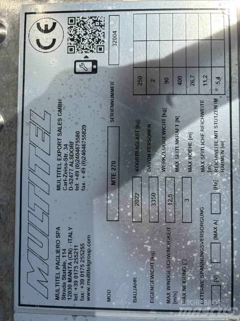 Multitel MTE 270 EX المنصات الهوائية المثبتة على شاحنة