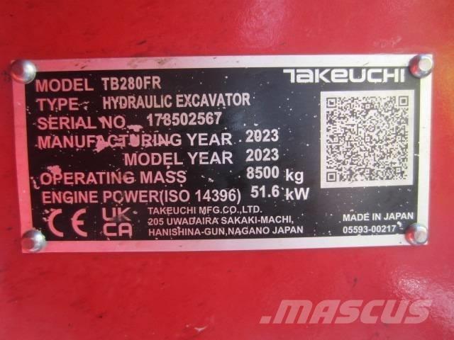 Takeuchi TB 280 FR حفارات وسط 7 طن - 12 طن