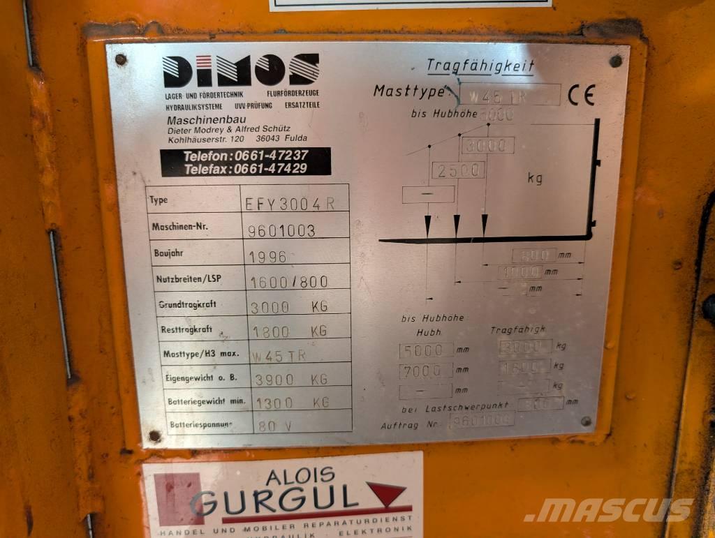 Dimos EFY3004-R شاحنات ذات رافعات شوكية تعمل بالكهرباء