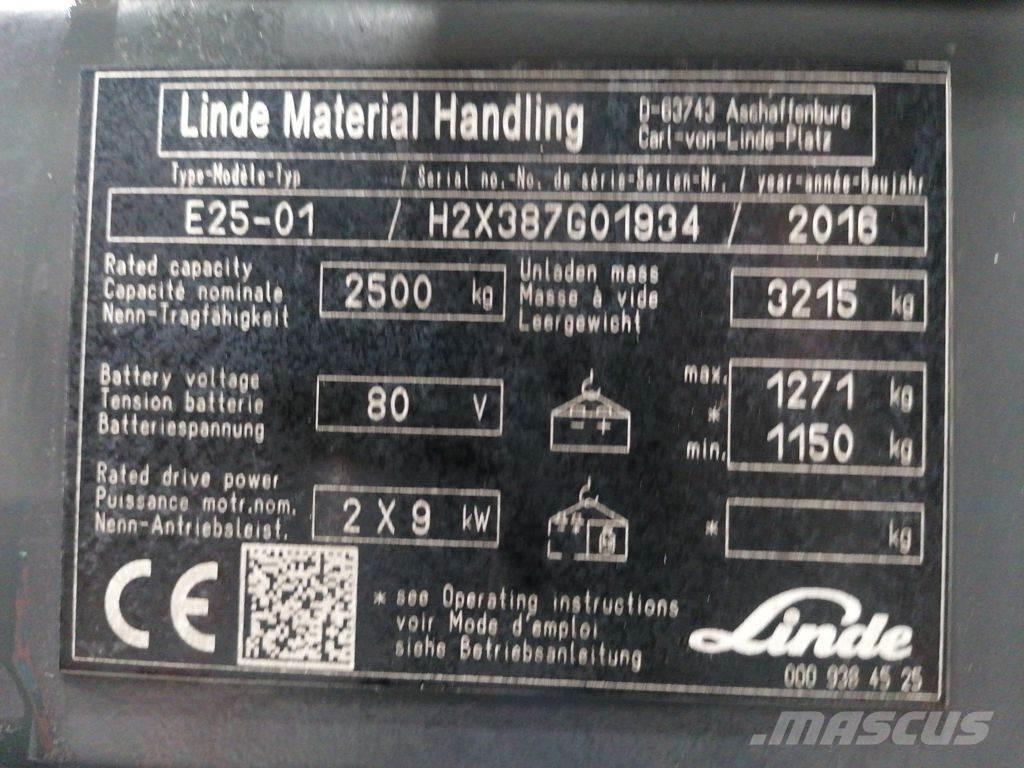 Linde E25-01 شاحنات ذات رافعات شوكية تعمل بالكهرباء