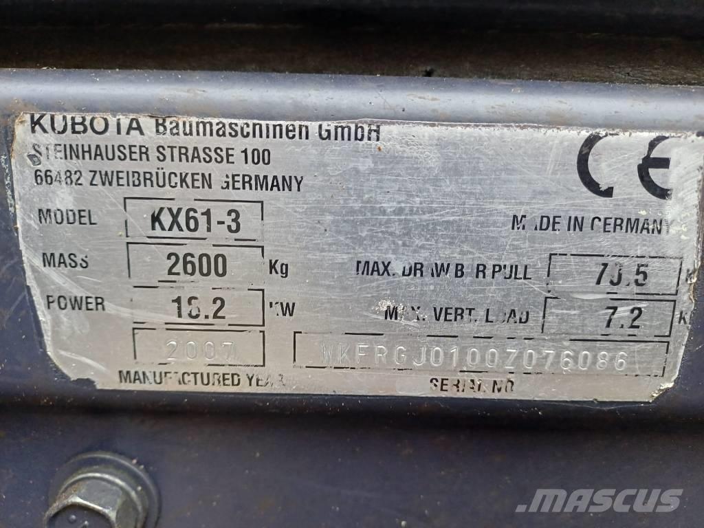 Kubota KX 61-3 حفارات صغيرة أقل من 7 طن (حفارات صغيرة)