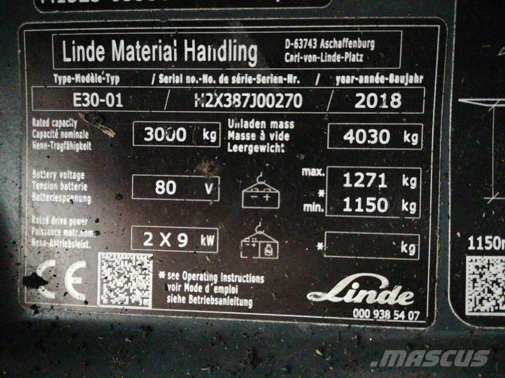 Linde E30-01 شاحنات ذات رافعات شوكية تعمل بالكهرباء