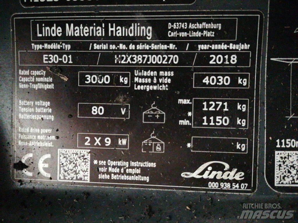 Linde E30-01 شاحنات ذات رافعات شوكية تعمل بالكهرباء