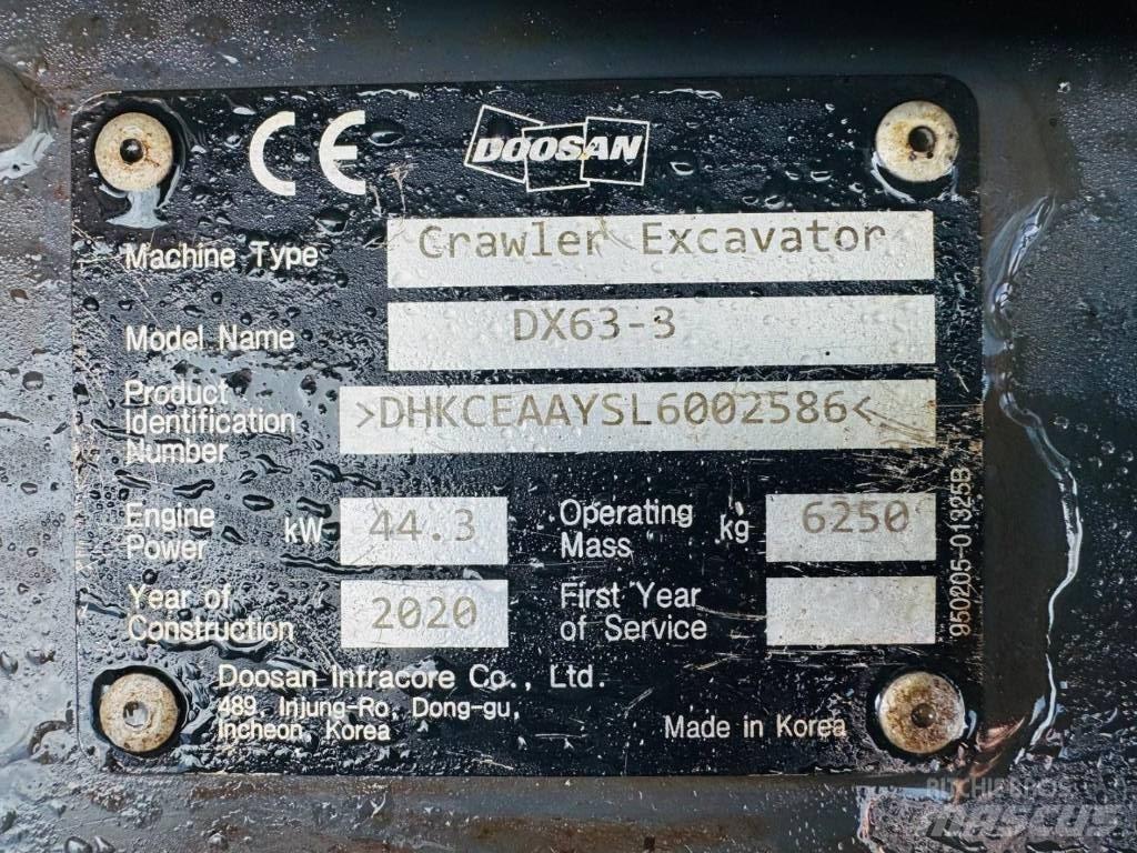 Doosan DX 63-3 حفارات زحافة