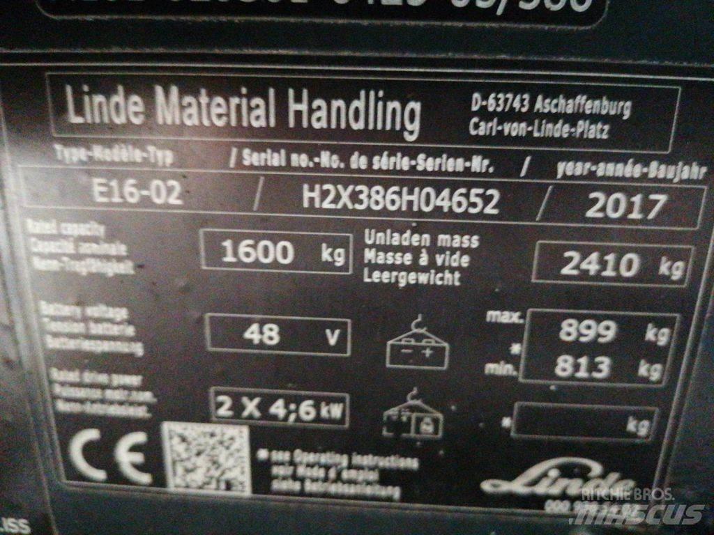 Linde E16-02 شاحنات ذات رافعات شوكية تعمل بالكهرباء