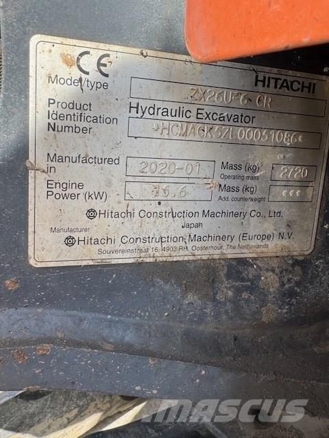 Hitachi ZX 26 U-6 CR حفارات صغيرة أقل من 7 طن (حفارات صغيرة)