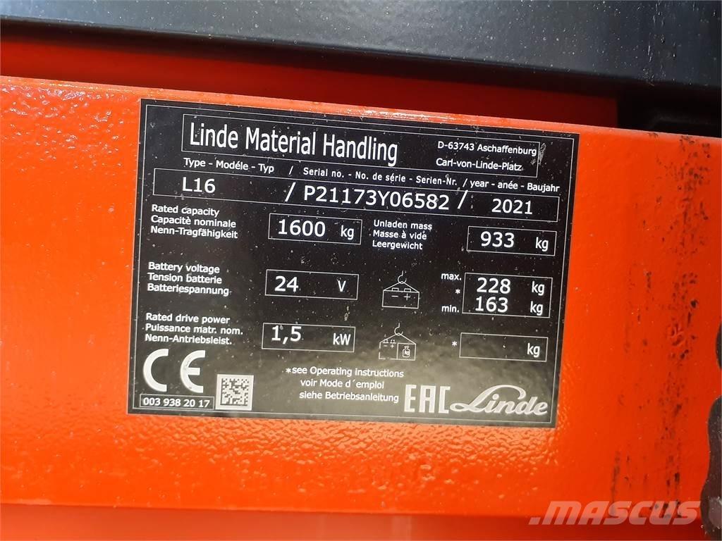 Linde L16i معدات التكديس الجوالة