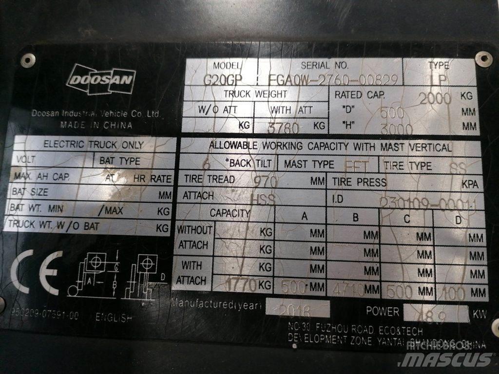 Doosan G20GP شاحنات LPG