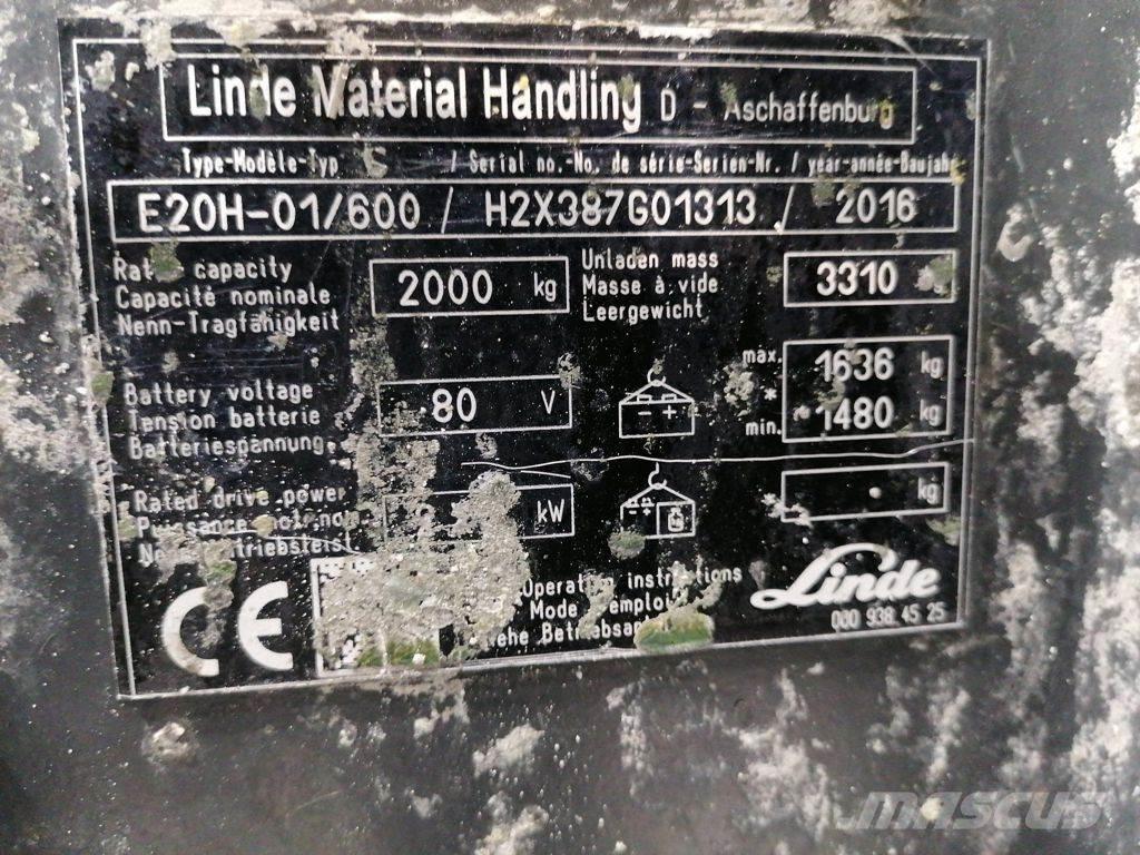 Linde E20H-01/600 شاحنات ذات رافعات شوكية تعمل بالكهرباء