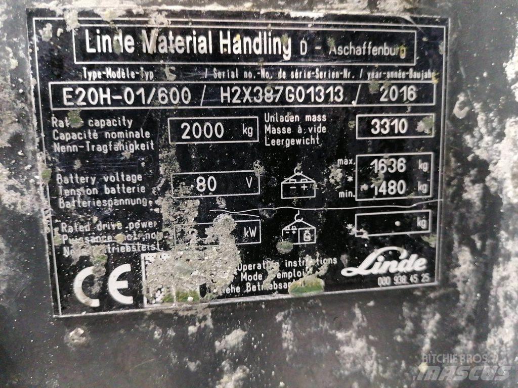 Linde E20H-01/600 شاحنات ذات رافعات شوكية تعمل بالكهرباء