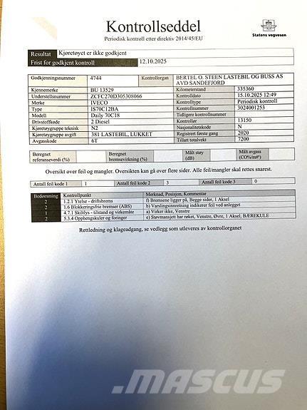 Iveco DAILY 70C18 شاحنات ذات هيكل صندوقي