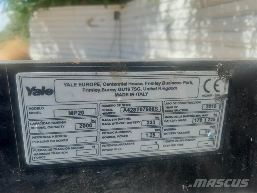 Yale MP20 معدات الرفع منخفض المستوى