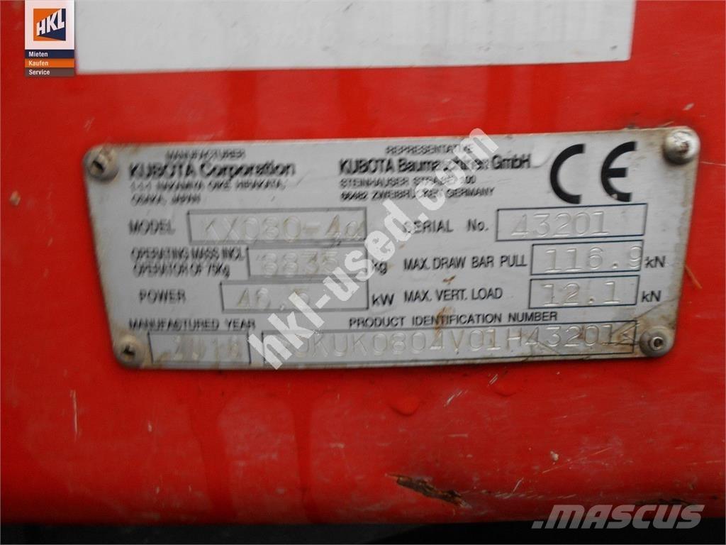 Kubota KX 080-4 حفارات صغيرة أقل من 7 طن (حفارات صغيرة)