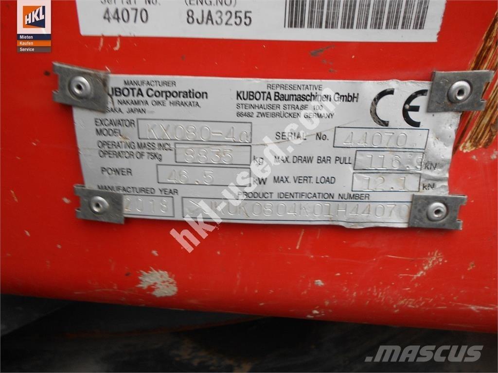Kubota KX 080-4 حفارات صغيرة أقل من 7 طن (حفارات صغيرة)