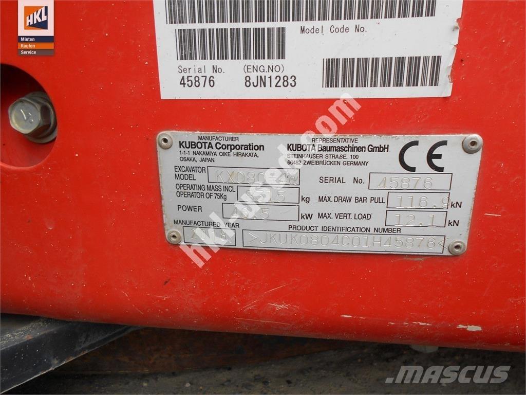 Kubota KX 080-4 حفارات صغيرة أقل من 7 طن (حفارات صغيرة)