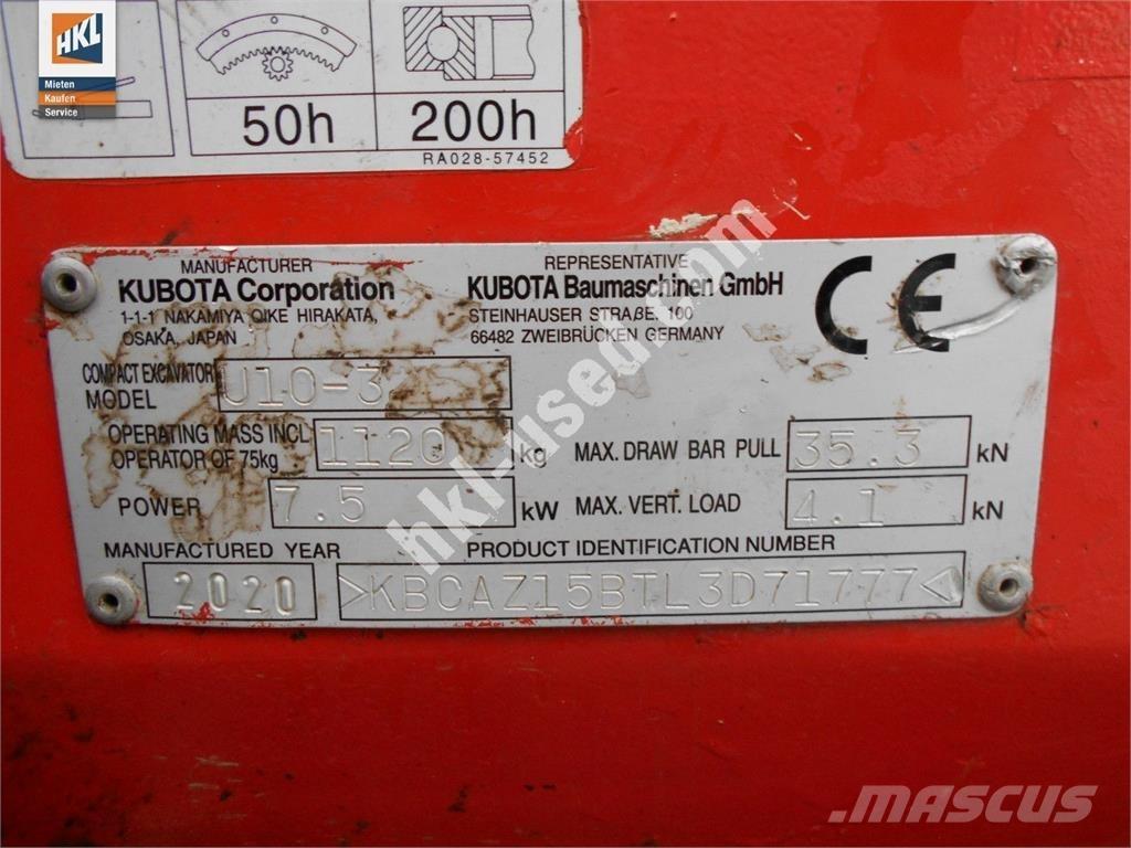 Kubota U 10-3 حفارات صغيرة أقل من 7 طن (حفارات صغيرة)
