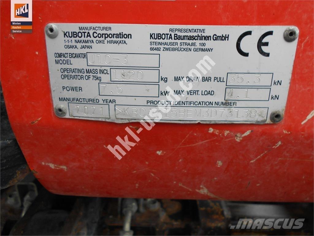 Kubota U 10-3 حفارات صغيرة أقل من 7 طن (حفارات صغيرة)