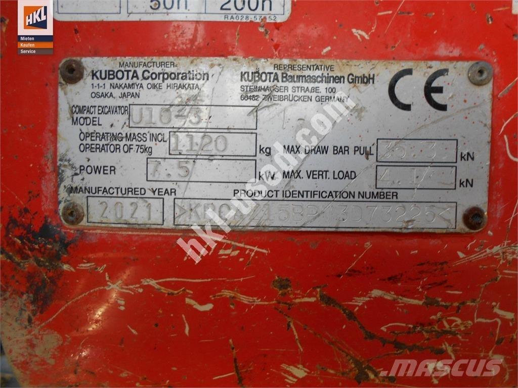 Kubota U 10-3 حفارات صغيرة أقل من 7 طن (حفارات صغيرة)