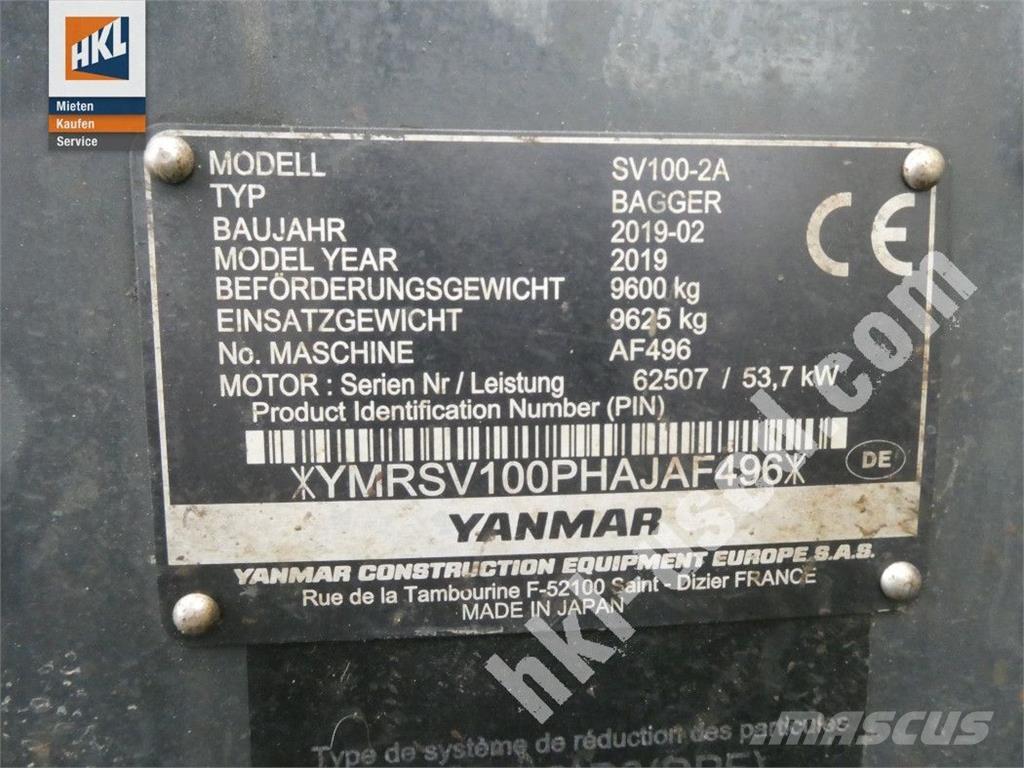 Yanmar SV 100-2 حفارات صغيرة أقل من 7 طن (حفارات صغيرة)