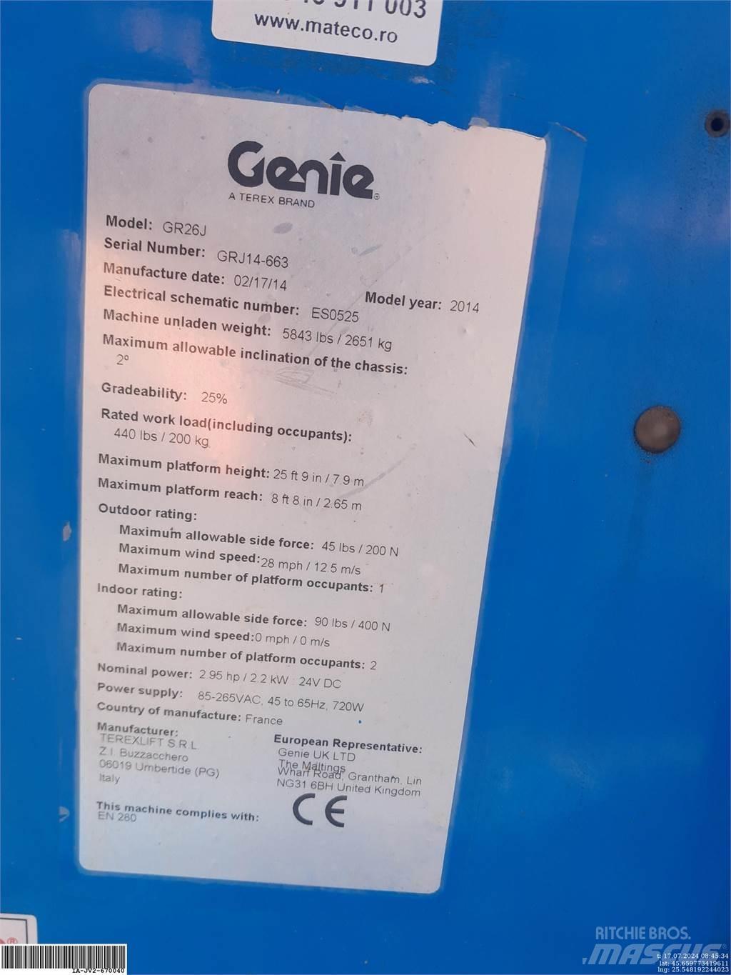 Genie GR26J رافعات السارية الرأسية