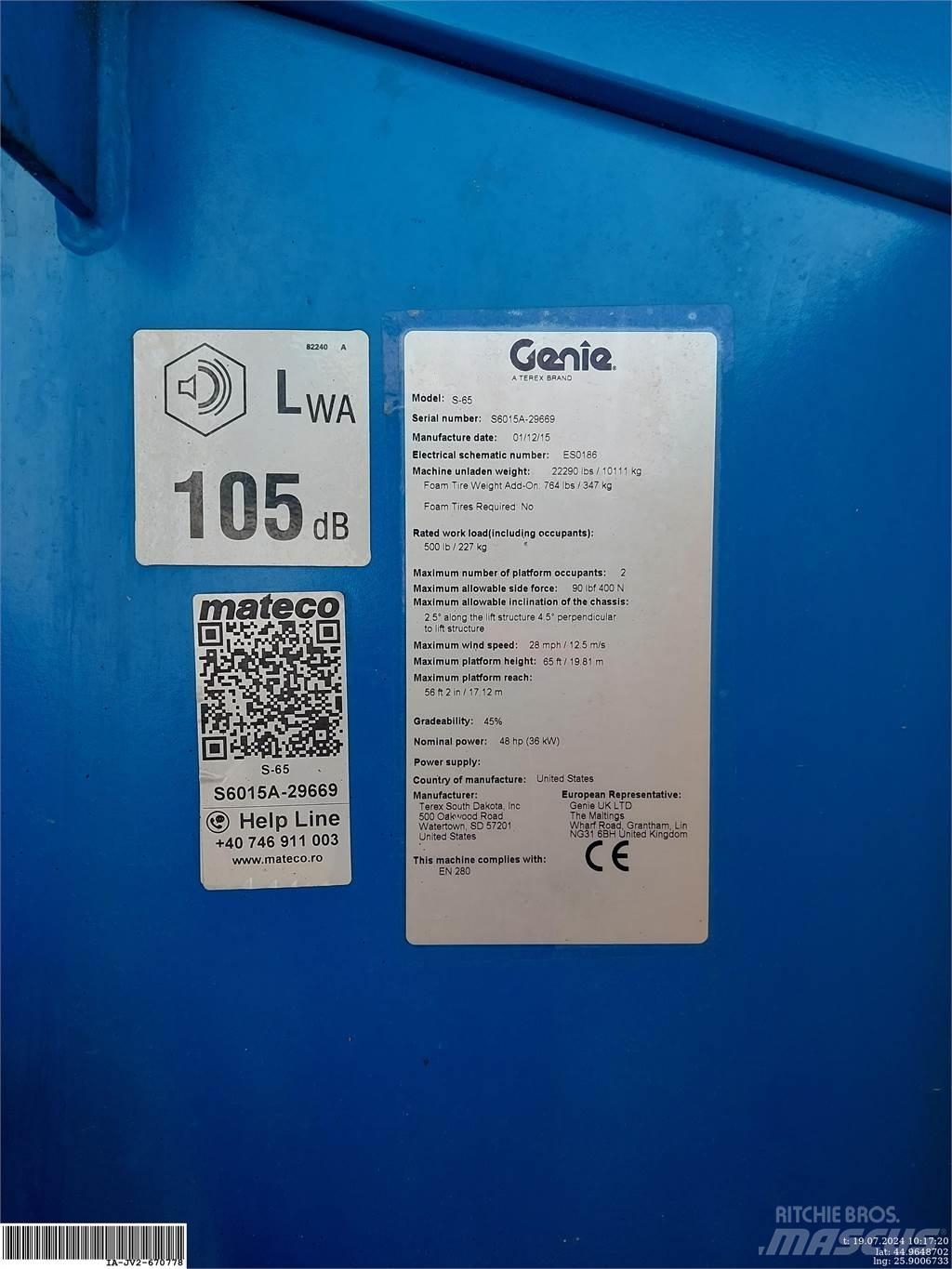 Genie S-65 رافعات سلة تلسكوبية