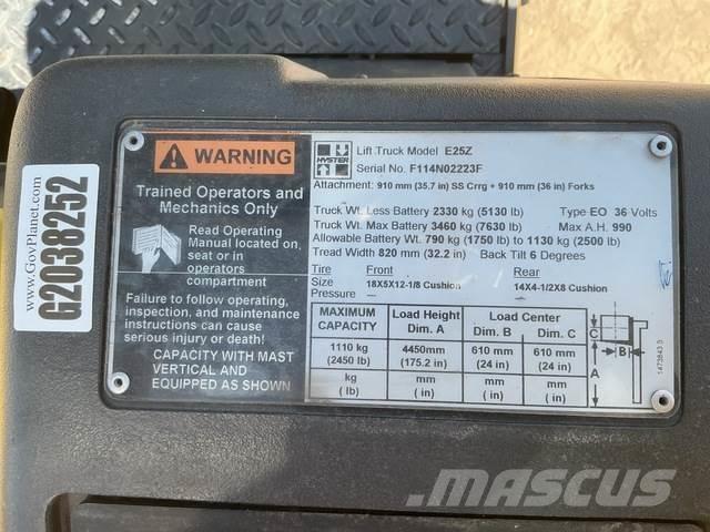 Hyster E25Z شاحنات ذات رافعات شوكية تعمل بالكهرباء