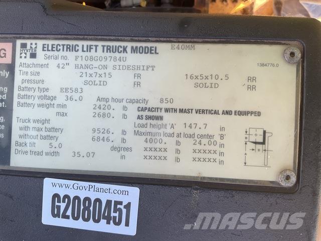 Hyster E40MM شاحنات ذات رافعات شوكية تعمل بالكهرباء