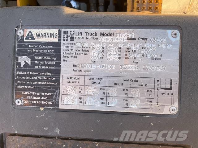 Hyster E65Z-40 شاحنات ذات رافعات شوكية تعمل بالكهرباء