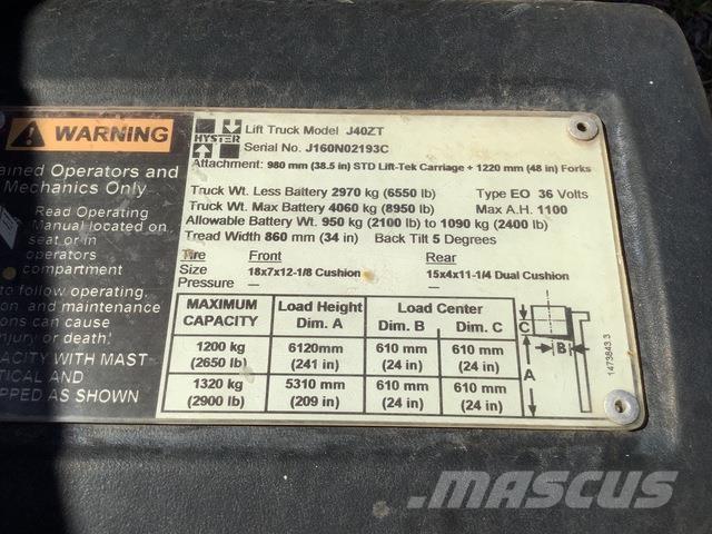 Hyster J40ZT شاحنات ذات رافعات شوكية تعمل بالكهرباء