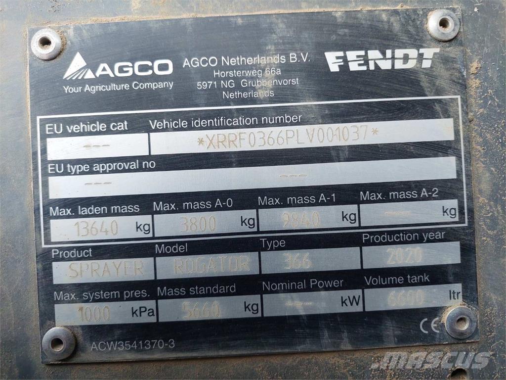 Fendt ROGATOR 366 الرشاشات
